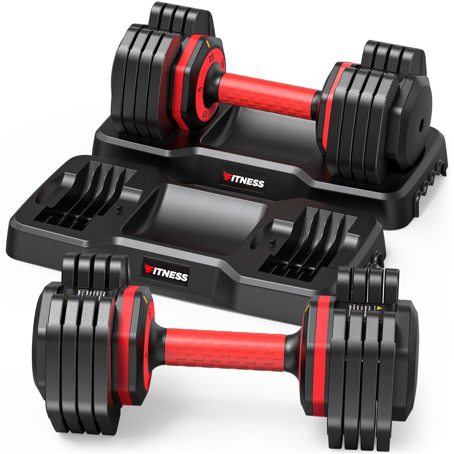 Adjustable Dumbbells set, 5LB to 25LB Dumbbell Sets of 2 for Home Gym equipment, 5 in 1 Free Weights with dumbbell set, Anti - Slip Handle for Full Body Workout Suitable Men/Women (25lb 2pcs) - Biking Roots