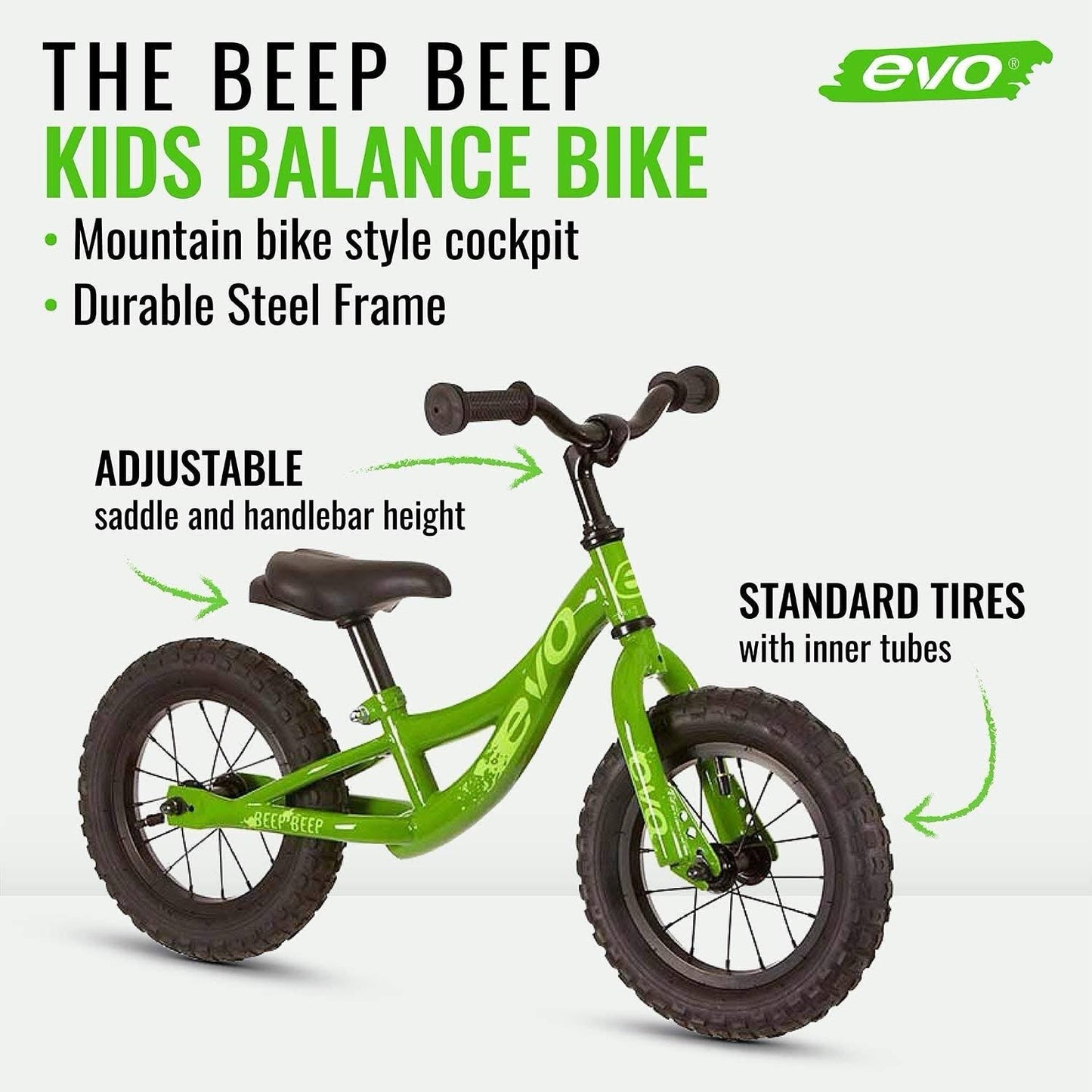 EVO, Beep Beep, Push Balance Bike, 12 - 1/2'' - Biking Roots