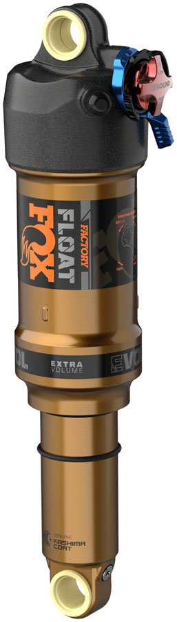 FOX Float Factory Rear Shock - Metric, 190 x 45 mm, EVOL LV, 2-Position Adj, 0.5 Spacer, Black/Kashima Coat - Biking Roots
