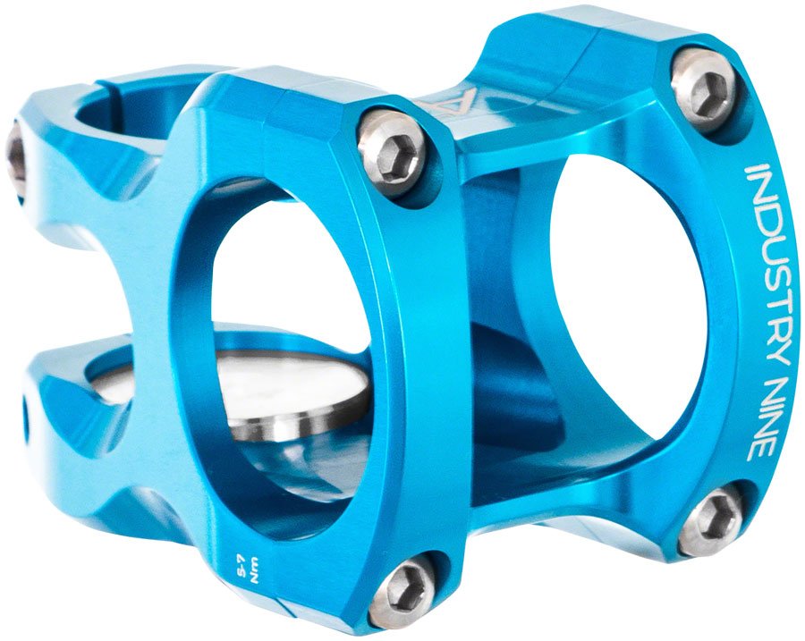 Industry Nine A318 Stem - 40mm, 31.8mm Clamp, +/-4.4, 1 1/8", Aluminum, Turquoise - Biking Roots