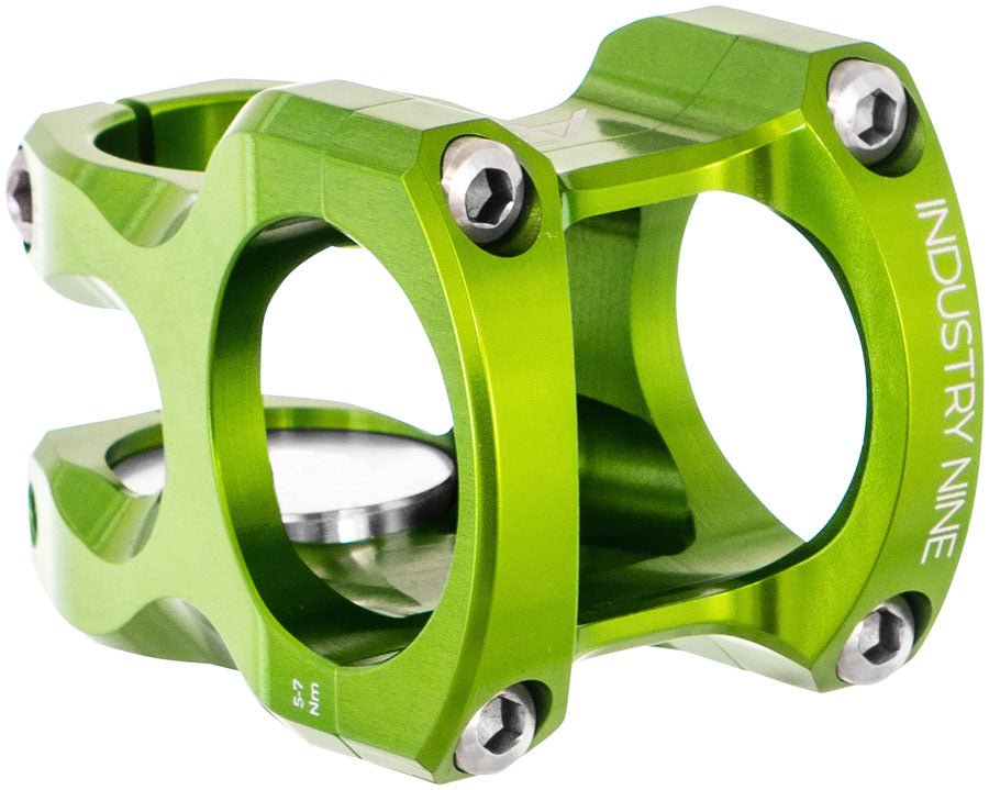 Industry Nine A35 Stem - 40mm, 35 Clamp, +/-8, 1 1/8", Aluminum, Lime - Biking Roots