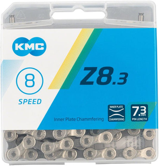 KMC, Z8.3 NP/GY, Chain, Speed: 6/7/8, 7.3mm, Links: 116, Silver - Biking Roots